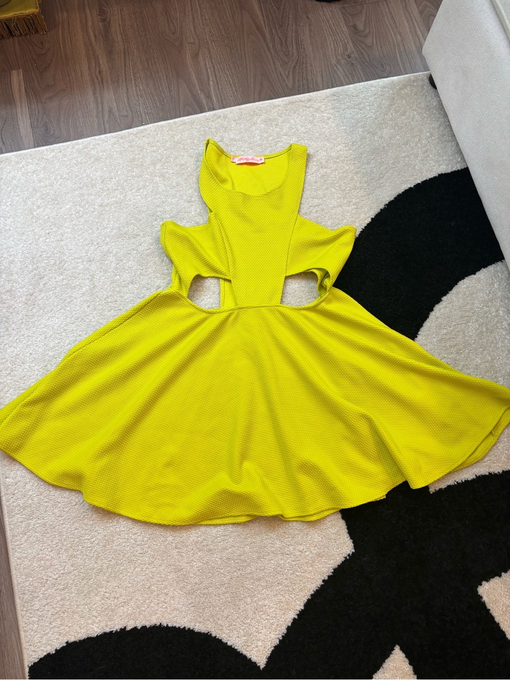 Oh My Love Neon Lime Cutout Fit & Flare Dress